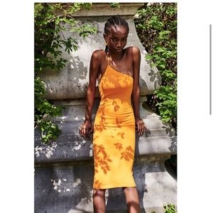 ZARA NWT one shoulder midi dress
